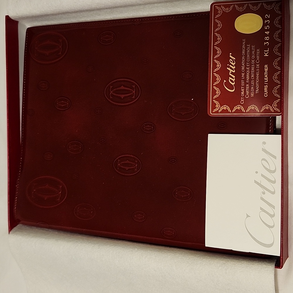 Cartier BurgundyEmbossed Leather Portfolio